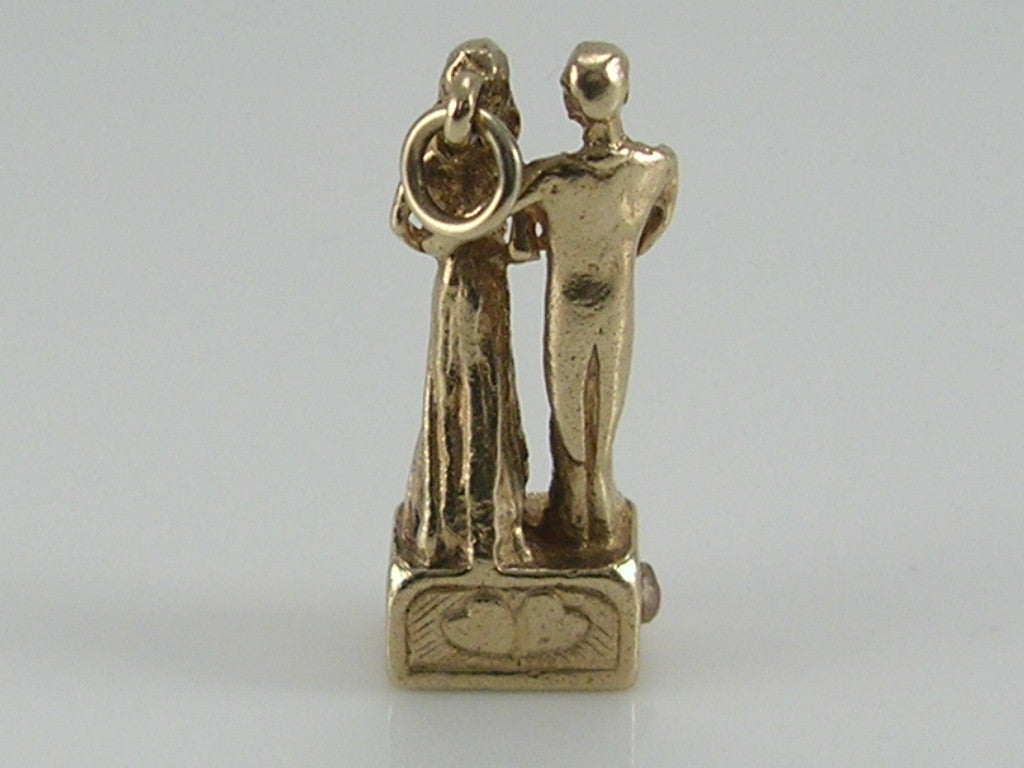 Vintage 3D 9ct Gold Stanhope Wedding Marriage Vows & Text Vows Charm H/MK 1966