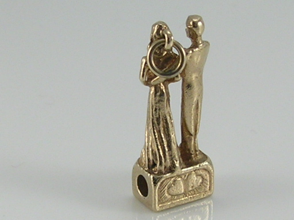 Vintage 3D 9ct Gold Stanhope Wedding Marriage Vows & Text Vows Charm H/MK 1966