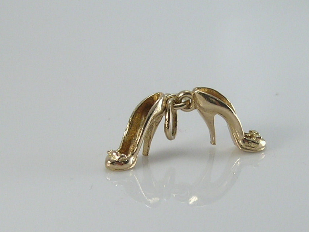 Vintage 9ct Gold Ladies Stiletto Shoes Charm H/MK 1966