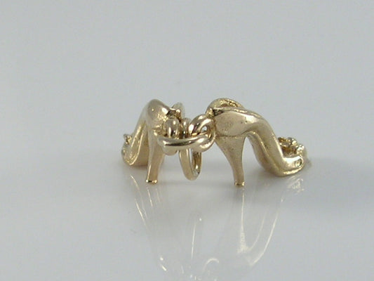 Vintage 9ct Gold Ladies Stiletto Shoes Charm H/MK 1966