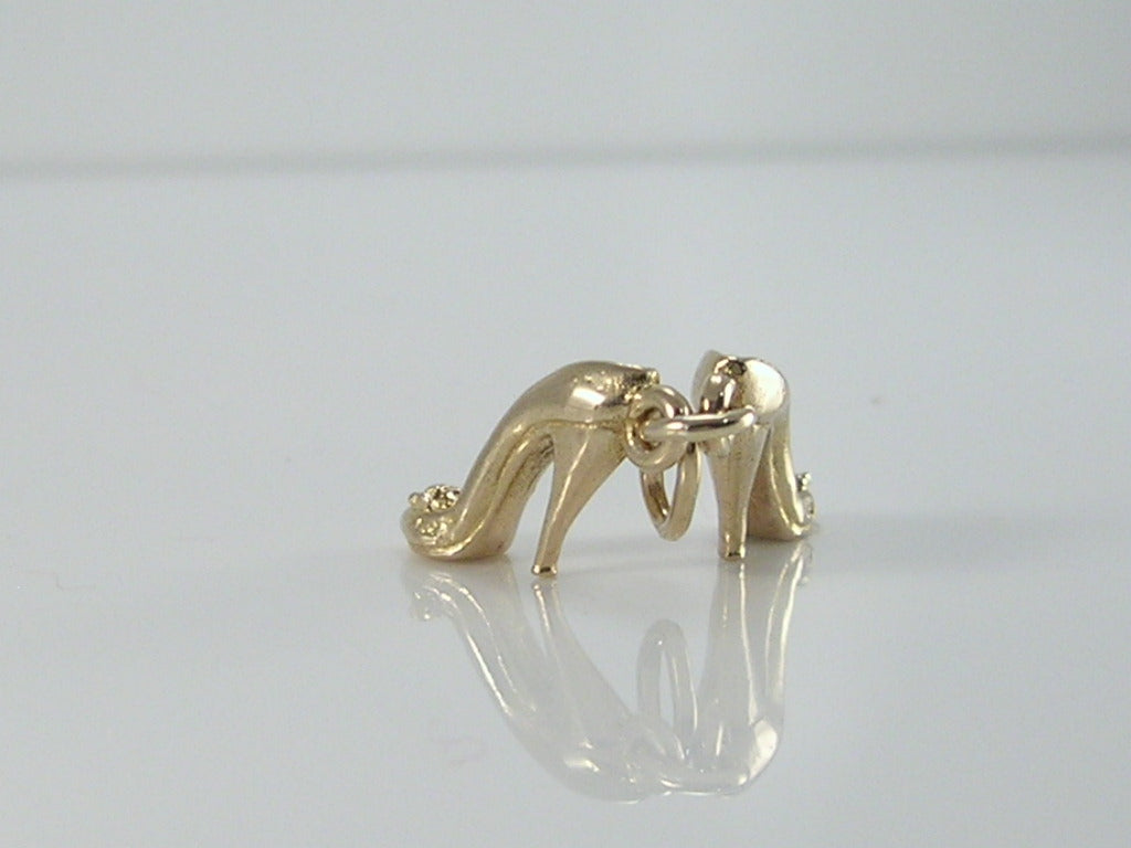 Vintage 9ct Gold Ladies Stiletto Shoes Charm H/MK 1966