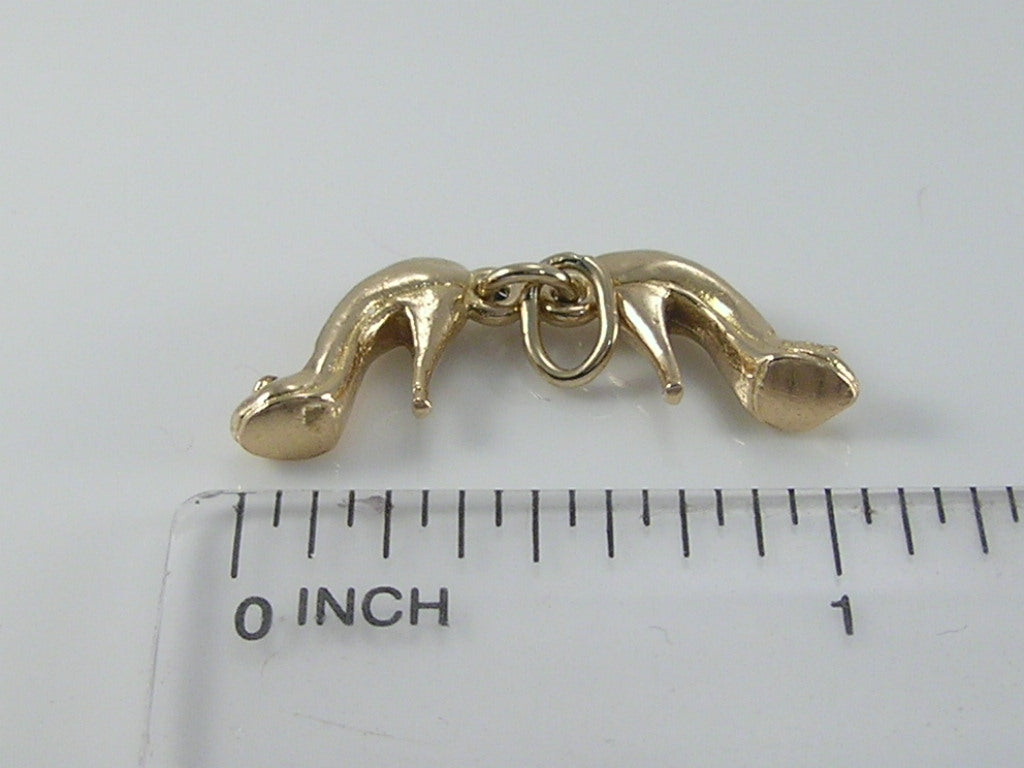 Vintage 9ct Gold Ladies Stiletto Shoes Charm H/MK 1966