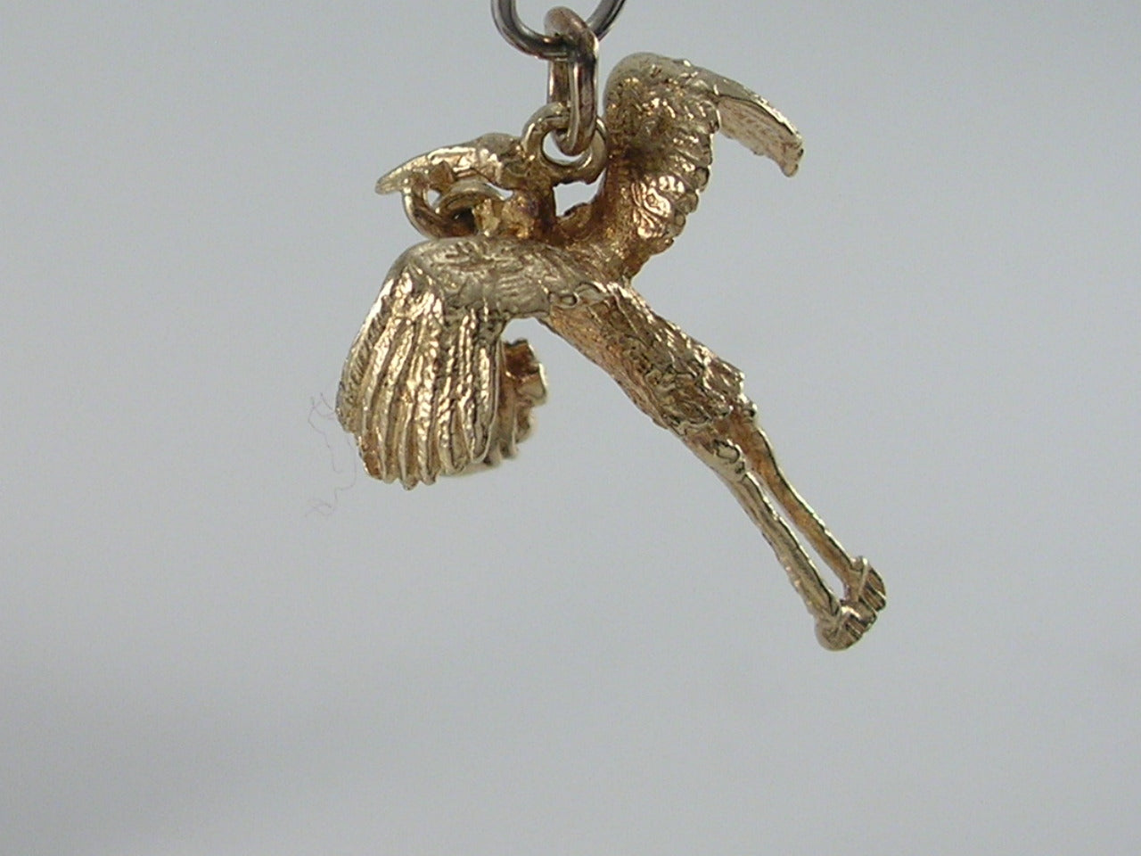 Vintage Movable 3D 9ct Gold Stork & Baby Charm H/MK