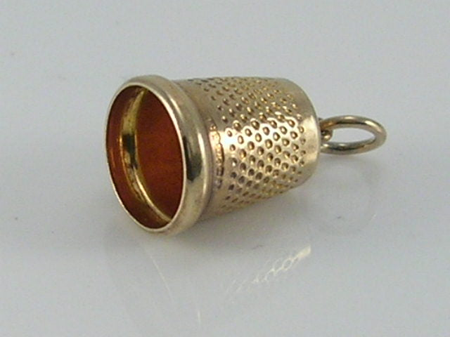 Vintage 3D 9ct Gold Sewing Thimble Charm H/MK 1974