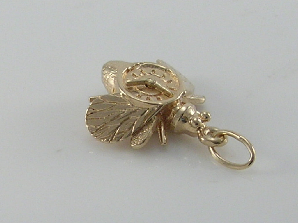 Vintage 9ct Gold Time Flies Clock Charm Pendant H/MK 1968