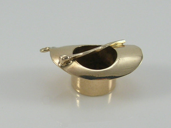 Vintage 3D 9ct Gold Top Hat & Cane Charm H/MK 1960