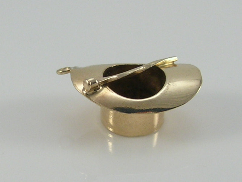 Vintage 3D 9ct Gold Top Hat & Cane Charm H/MK 1960