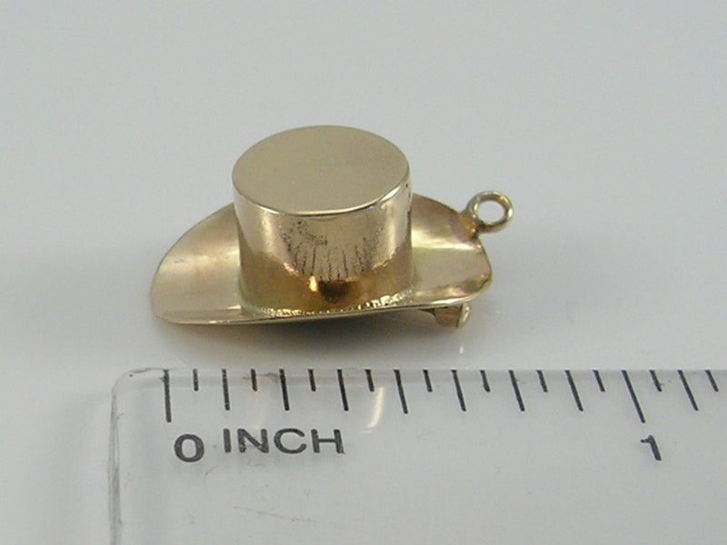 Vintage 3D 9ct Gold Top Hat & Cane Charm H/MK 1960