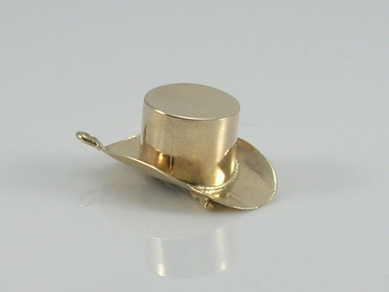 Vintage 3D 9ct Gold Top Hat & Cane Charm H/MK 1960