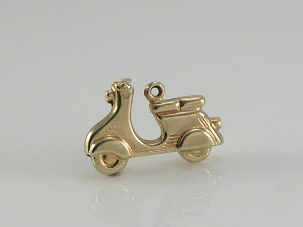 Vintage 3D 9ct Gold Vespa Moped Scooter Charm Pendant H/MK 1966