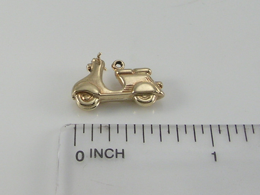 Vintage 3D 9ct Gold Vespa Moped Scooter Charm Pendant H/MK 1966