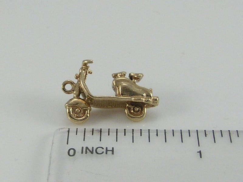 Vintage 3D 9ct Gold Vespa Moped Scooter Charm Pendant H/MK 1998