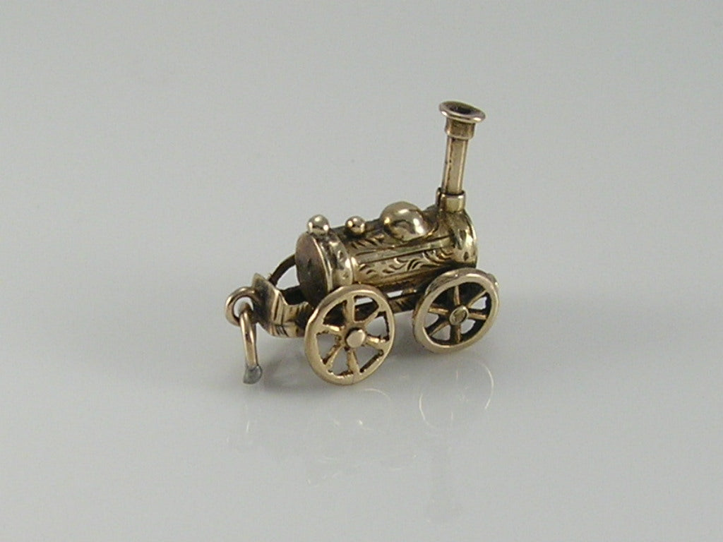Antique Victorian 9ct Gold Steam Traction Train Charm