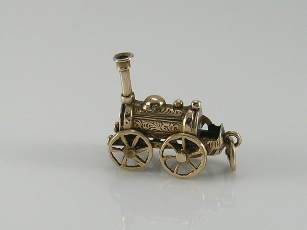Antique Victorian 9ct Gold Steam Traction Train Charm