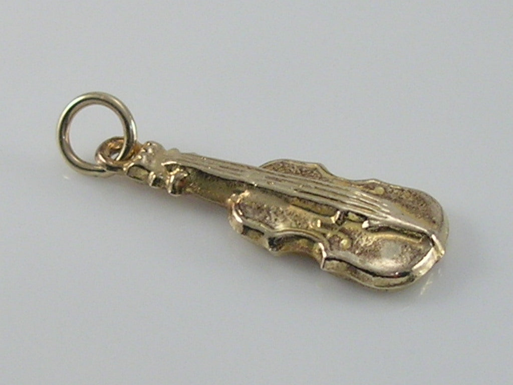 Vintage 3D 9ct Gold Violin Charm Pendant H/MK 1980