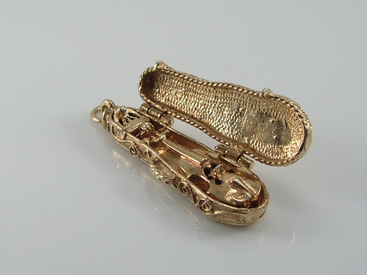 Vintage 9ct Gold Violin in Violin Case Charm H/MK 1973