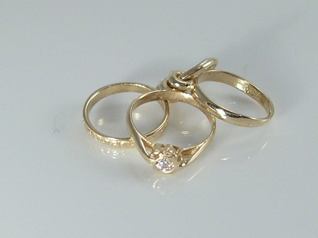 Vintage 9ct Gold Engagement, Wedding and Eternity Ring Charm