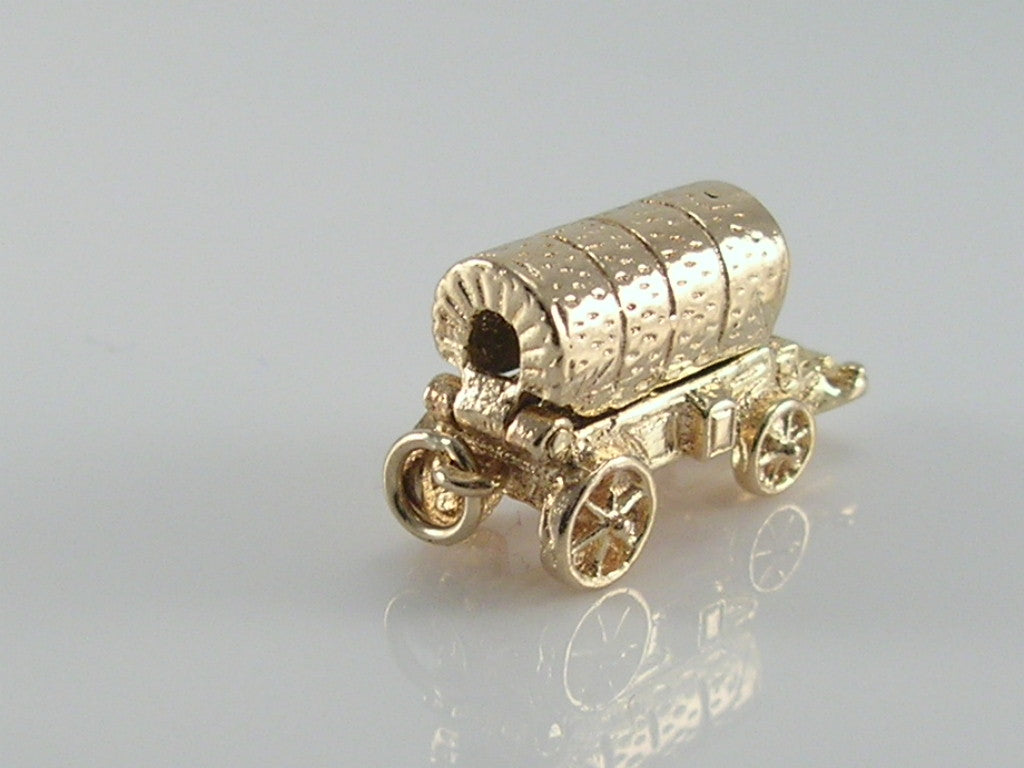 Vintage 9ct Gold Wild West Frontier Wagon Charm H/MK 1967