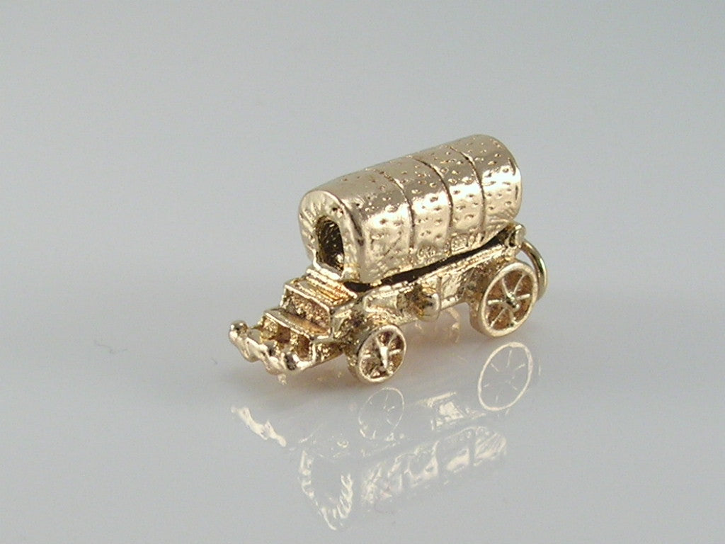 Vintage 9ct Gold Wild West Frontier Wagon Charm H/MK 1967