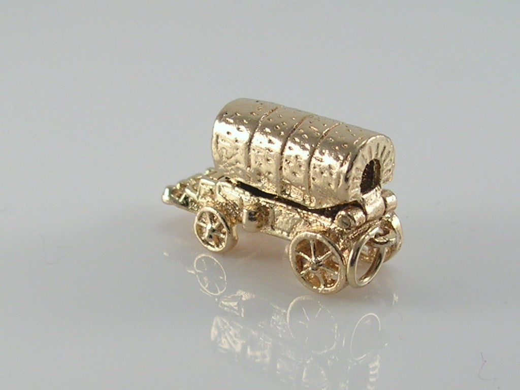 Vintage 9ct Gold Wild West Frontier Wagon Charm H/MK 1967