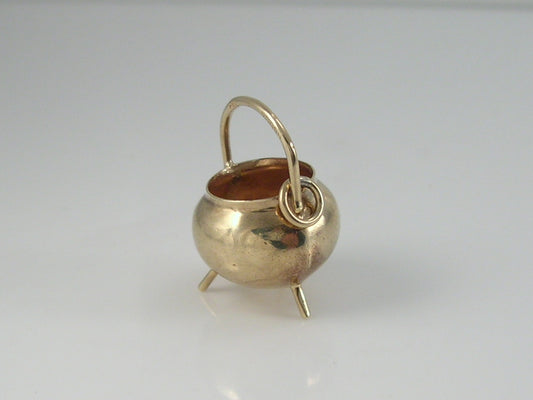 Vintage 9ct Gold Witches Cauldron Charm H/MK 1966