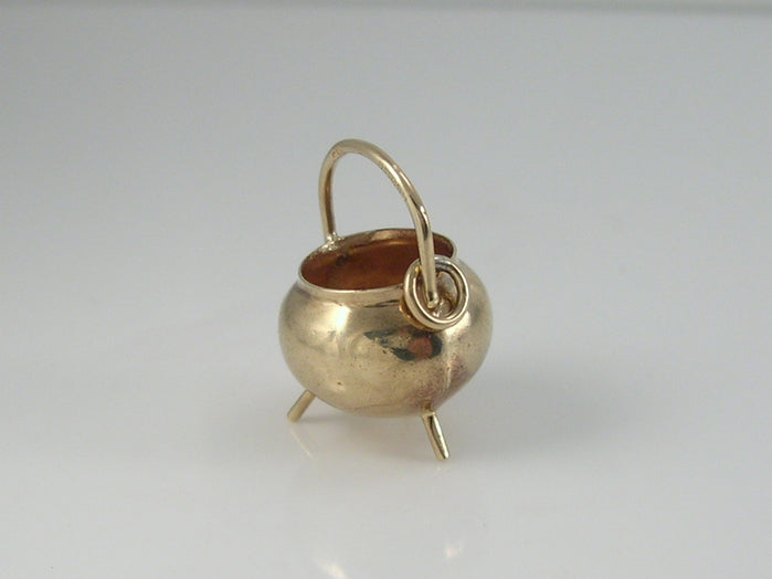 Vintage 9ct Gold Witches Cauldron Charm H/MK 1966