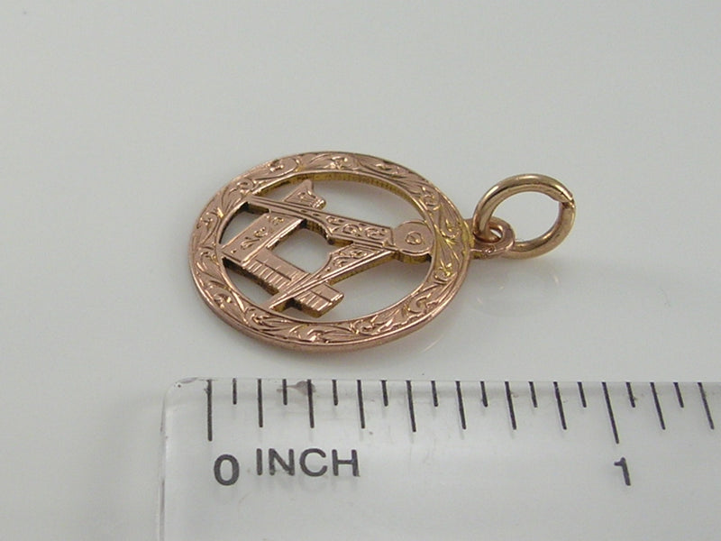 Vintage 9ct Gold Masonic Square & Compass Watch Fob Charm Pendant