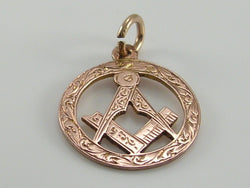 Vintage 9ct Gold Masonic Square & Compass Watch Fob Charm Pendant