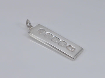 Vintage Sterling Silver Ingot Bar Pendant H/MK 1977