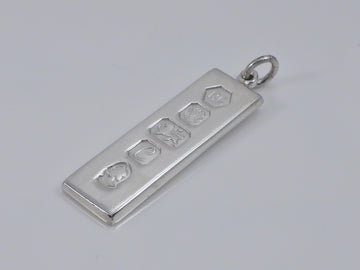 Vintage Sterling Silver Ingot Bar Pendant H/MK 1977