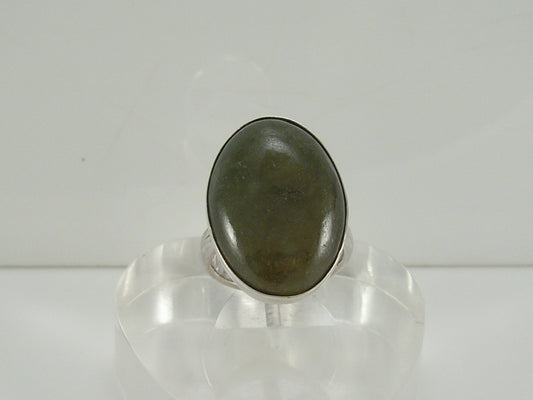 Chunky Sterling Silver Nephrite Jade Ring