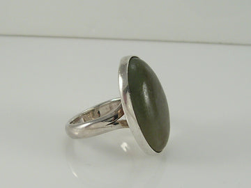 Chunky Sterling Silver Nephrite Jade Ring