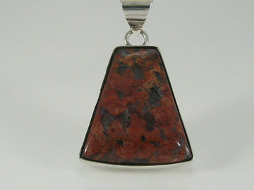 Vintage  Chunky Sterling Silver Jasper Pendant