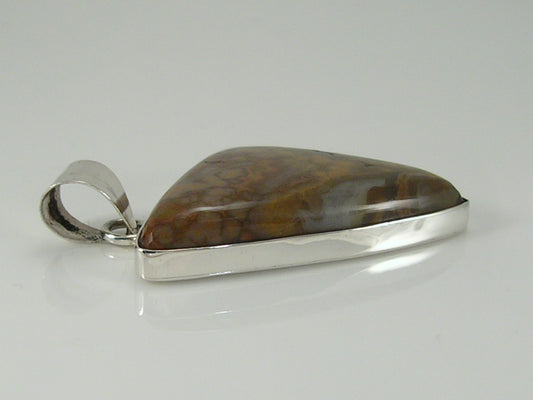 Vintage  Chunky Sterling Silver Ocean Jasper Pendant