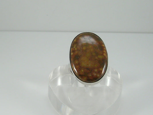 Vintage Chunky Sterling Silver Ocean Jasper Ring