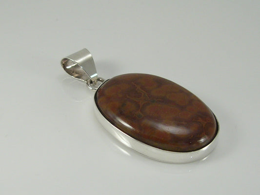 Vintage  Chunky Sterling Silver Ocean Jasper Pendant