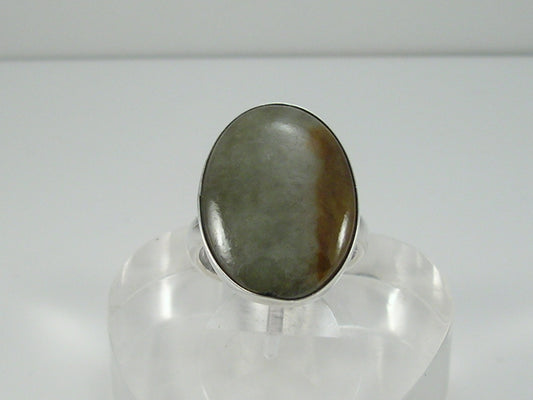 Chunky Sterling Silver Green Agate Ring