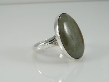 Chunky Sterling Silver Green Agate Ring