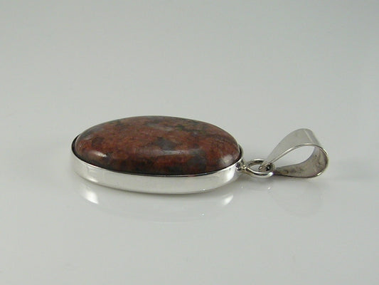 Vintage  Chunky Sterling Silver Jasper Pendant