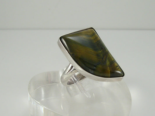 Chunky Sterling Silver Tigers Eye Ring